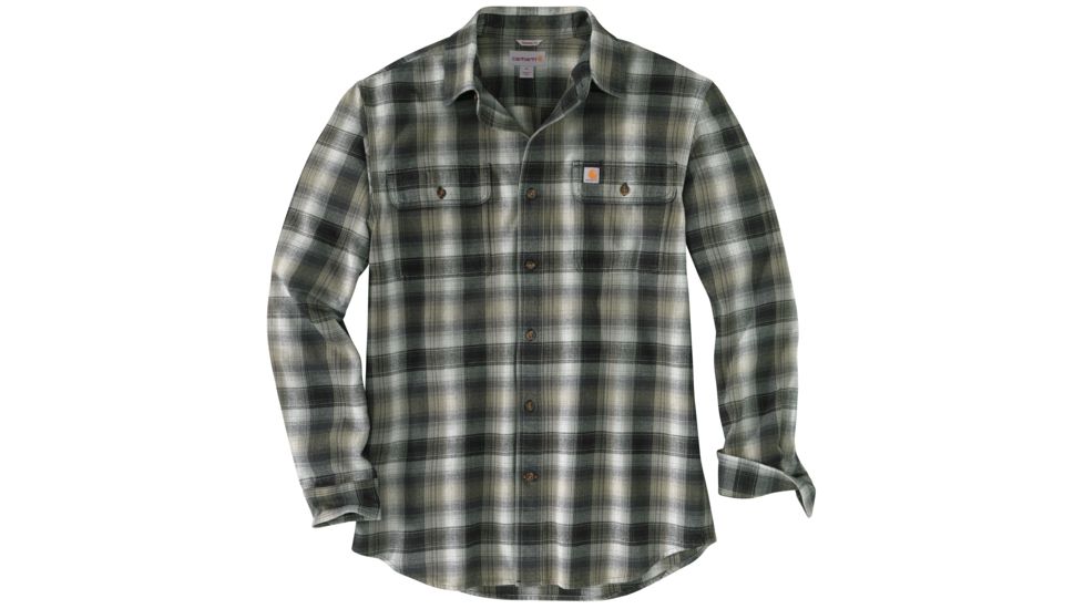 Carhartt Hubbard Flannel Long Sleeve Shirt - Mens, Black, Extra Large, 103822-001-REG-XL