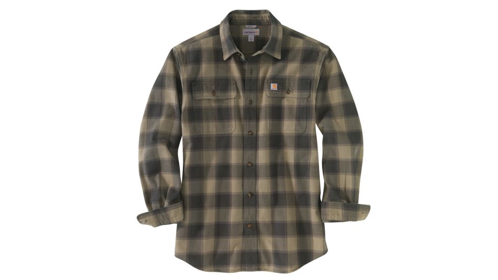 Carhartt Hubbard Flannel Long Sleeve Shirt - Mens, Burnt Olive, Extra Large, 103822-391-REG-XL