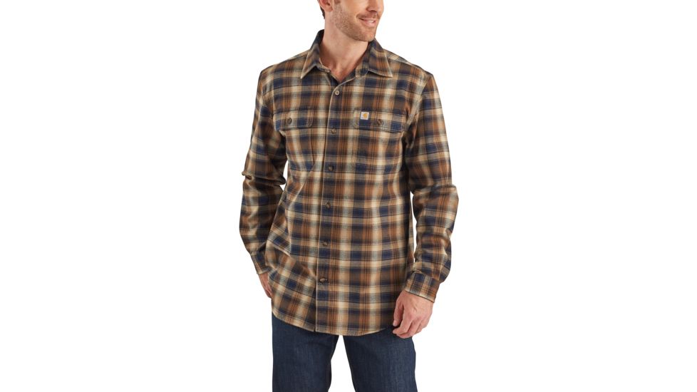 Carhartt Hubbard Flannel Long Sleeve Shirt - Mens, Navy, Extra Large, 103822-412-REG-XL
