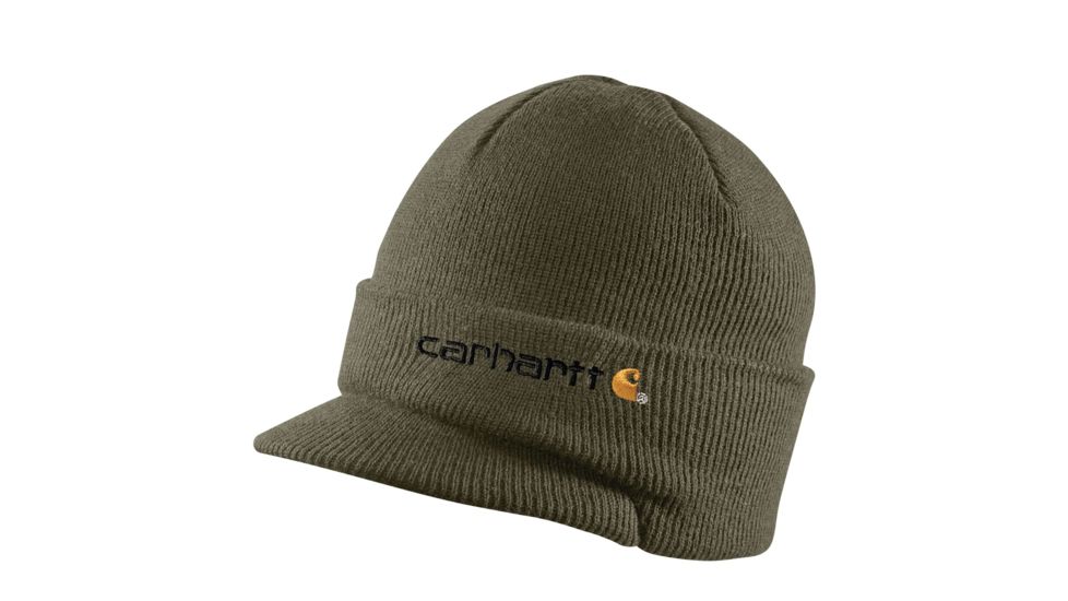 Carhartt Knit Hat with Visor for Mens, Army Green, One Size Fits All A164-ARG-OFA