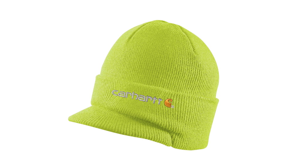 Carhartt Knit Hat with Visor for Mens, Brite Lime, One Size Fits All A164-BLM-OFA