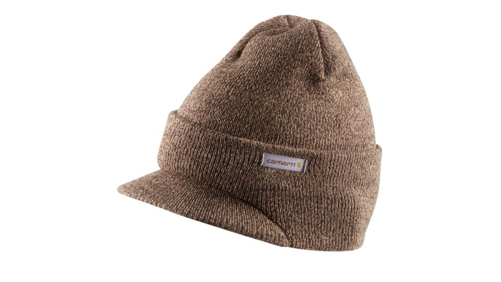 Carhartt Knit Hat with Visor - Mens, Dark Brown/Sandstone, One Size, A164-247--OFA
