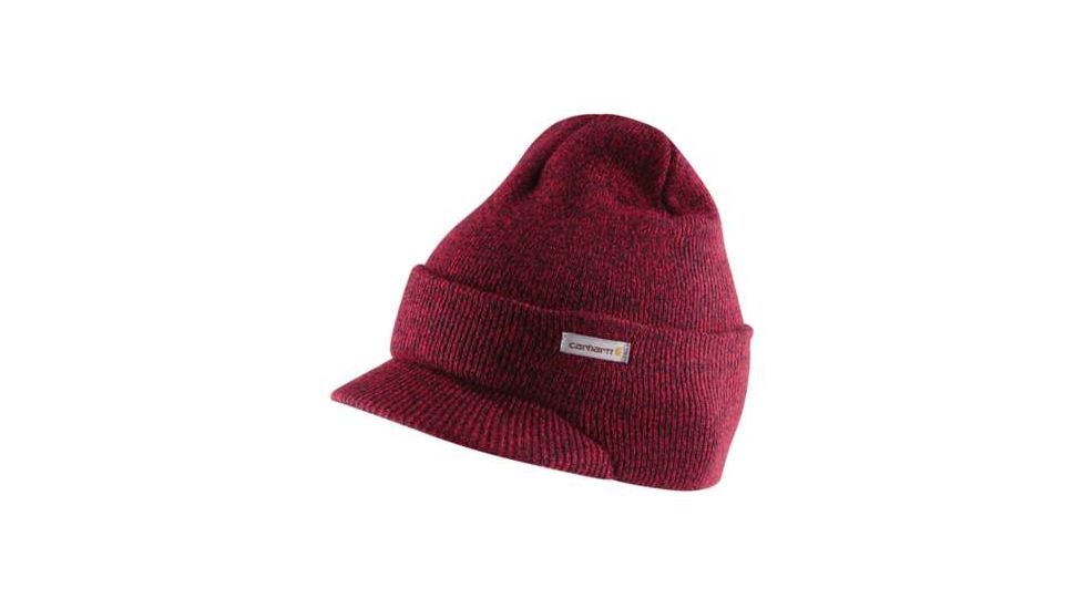 Carhartt Knit Hat with Visor - Mens, Red/Navy, One Size, A164-648-OFA