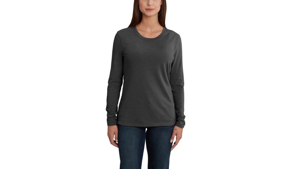 Carhartt Lockhart Long Sleeve Crewneck T-Shirt for Womens, Carbon Heather, Extra Small/Regular 102760-026-REG-XS