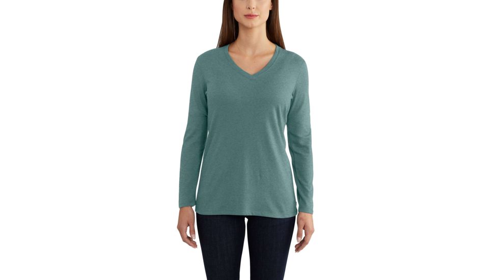 Carhartt Lockhart Long Sleeve V-neck T-shirt - Womens, Elm Heather, XXL-REG 102761-354-REG-XXL