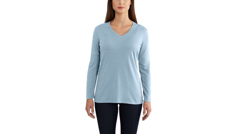 Carhartt Lockhart Long Sleeve V-neck T-shirt - Womens, Steel Blue Heather, XXL-REG 102761-458-REG-XXL