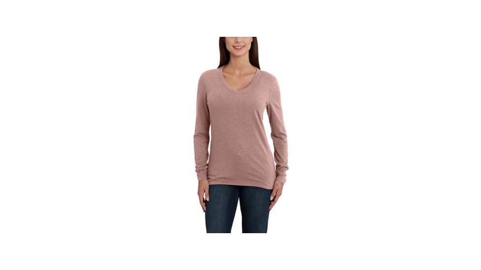 Carhartt Lockhart Long Sleeve V-neck T-shirt - Womens, Burlwood Heather, XXL-REG, 102761-668-REG-XXL