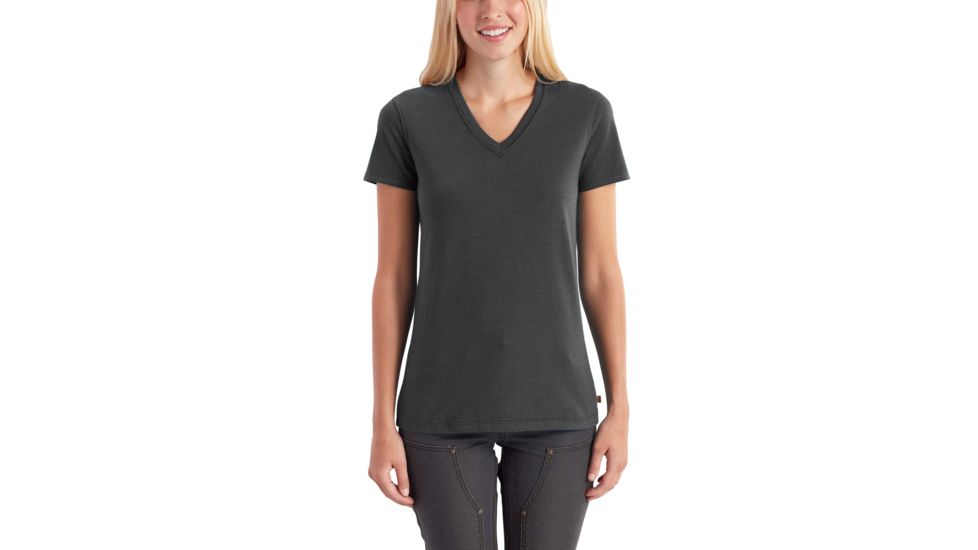 Carhartt Lockhart Short Sleeve Vneck T-Shirt for Womens, Carbon Heather, 2XL/Regular 102452-026-REG-XXL