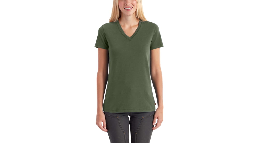 Carhartt Lockhart Short Sleeve Vneck T-Shirt for Womens, Grape Leaf Heather, Small/Regular 102452-375-REG-S