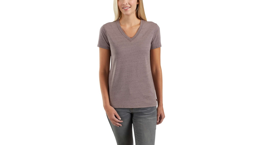 Carhartt Lockhart Short Sleeve Vneck T-Shirt for Womens, Sparrow Nep, Extra Small/Regular 102452-552-REG-XS