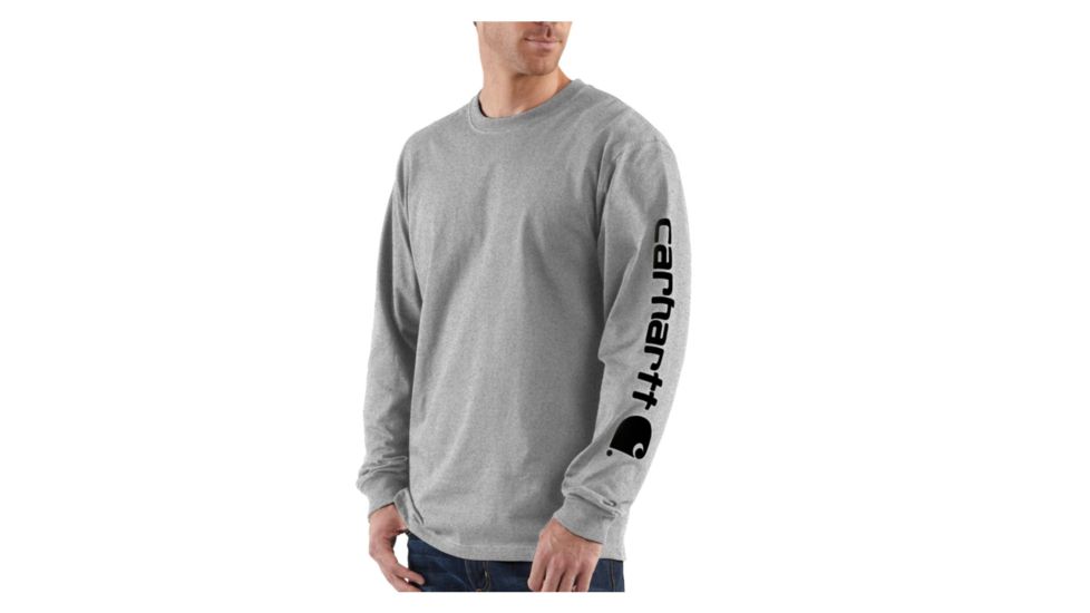 Carhartt Long-Sleeve Graphic Logo T-Shirt - Mens-Heather Grey-Large