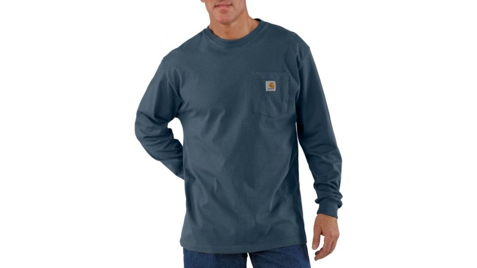 Carhartt Long Sleeve Workwear Pocket T-Shirt - Mens-Bluestone-Large