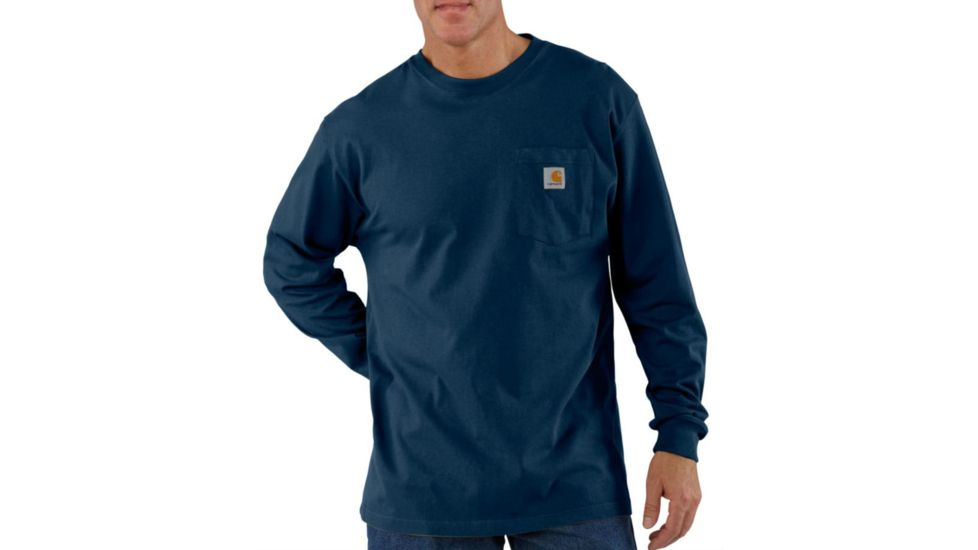 Carhartt Long Sleeve Workwear Pocket T-Shirt - Mens-Navy-Large