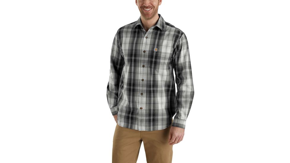 Carhartt Essential Plaid Button Down Long Sleeve Shirt-Men's, Black, Medium, Regular, 103351-001-REG-M