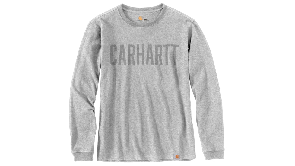 Carhartt M Workwear Block Logo Graphic Long Sleeve T-Shirt - Mens, Heather Gray, Extra Large, 103841-HGYREGXLA