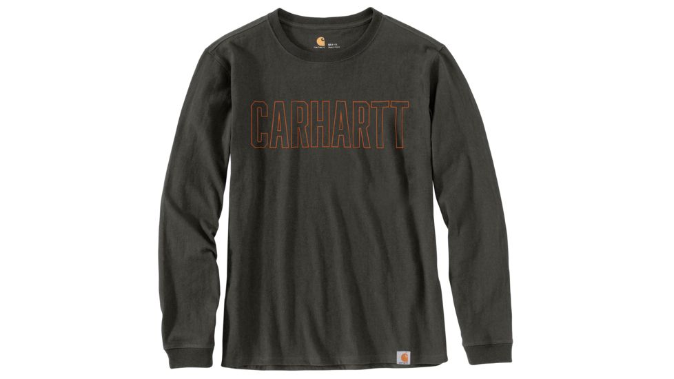 Carhartt M Workwear Block Logo Graphic Long Sleeve T-Shirt - Mens, Peat, Extra Large, 103841-306REGXLA