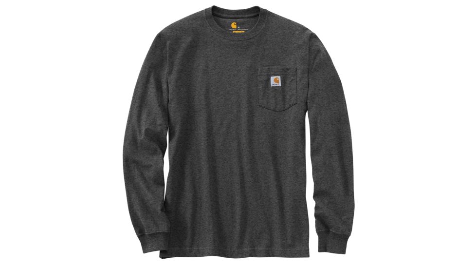 Carhartt M Workwear Mountain Ptch Grpc Long Sleeve Pkt TS - Mens, Carbon Heather, Small, 104029-026REGSA