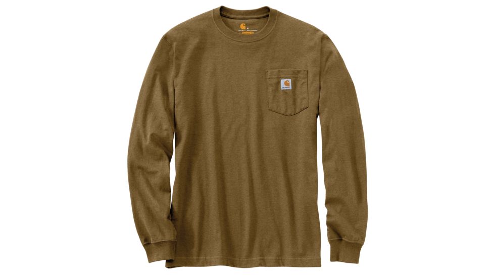Carhartt M Workwear Pocket Long Sleeve T Shirt - Mens, Oiled Walnut Heather, Large, K126-B00REGLRGA