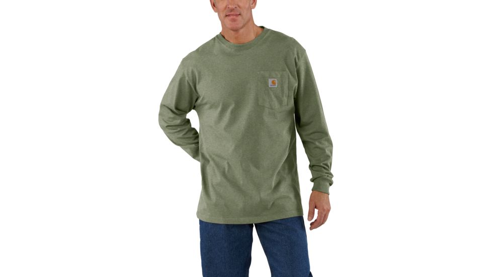 Carhartt M Workwear Pocket Long Sleeve T Shirt - Mens, Olivine Heather, Large, K126-G01REGLRGA