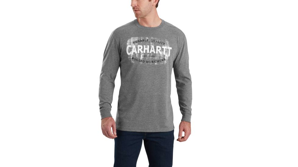 Carhartt Maddock Rugged WW Graphic Long Sleeve TShirt-Men's, Granite Heather, Medium, Regular, 103357-020-REG-M