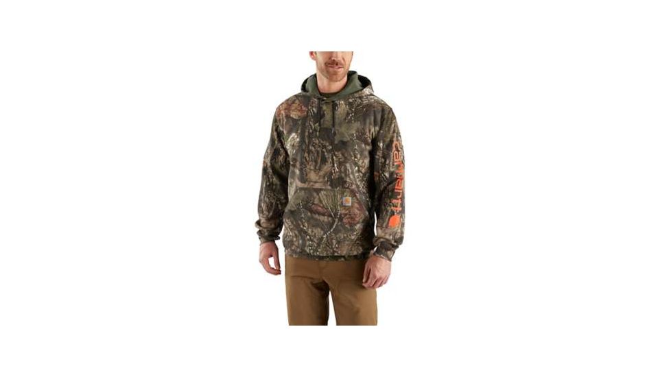 Carhartt MidWeight Camo Sleeve Logo Hooded Sweatshirt - Mens, Mossy Oak Break, Medium-Regular, 101763-340-REG-M