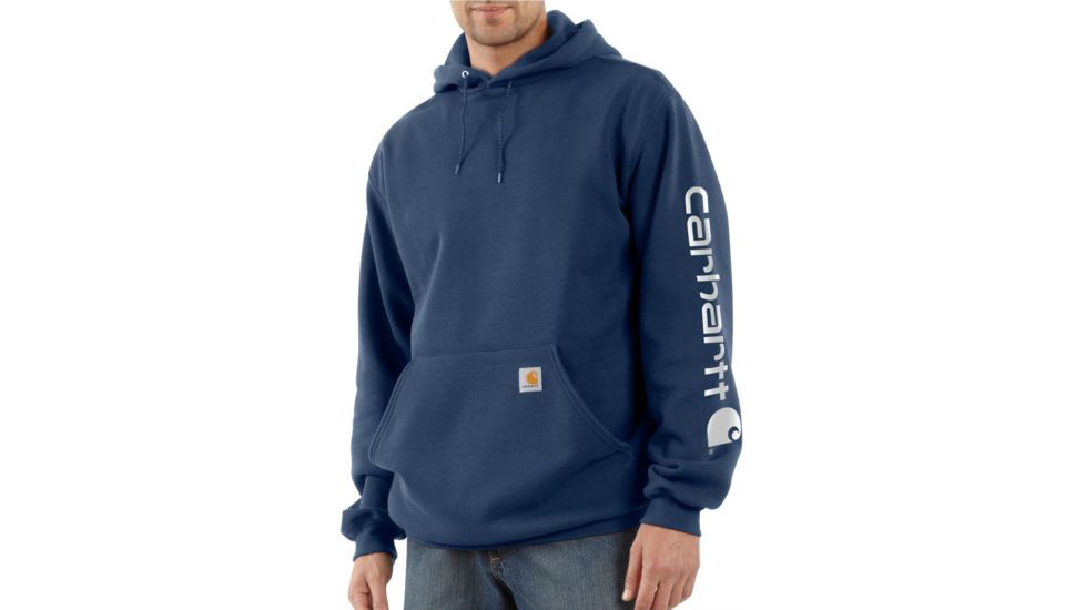 Carhartt Midweight Hooded Logo Sweatshirt - Mens-New Navy-Large