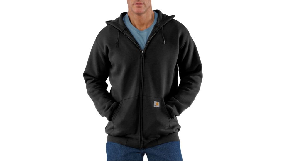 Midweight Hooded Zip-Front Sweatshirt - Mens-Black-Large-Regular