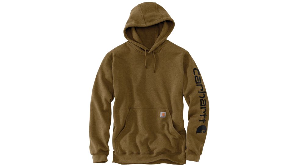 Carhartt MW Signature Sleeve Logo Hooded Swtsh - Mens, Oiled Walnut Heather, Large, K288-B00REGLRGA