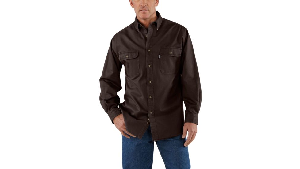 Carhartt Oakman Work Shirt for Mens, Dark Brown, Extra Large/Regular S09-DKB-REG-XLG
