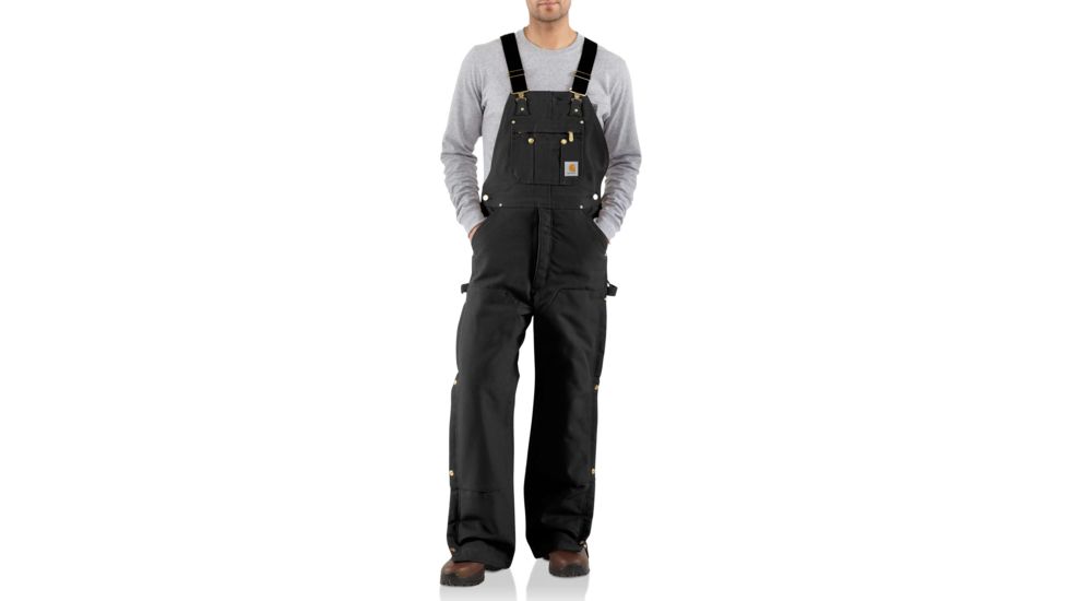 Carhartt Quilt Lined Zip To Thigh Bib Overall for Mens, Black, 38/32 R41-BLK-32-38