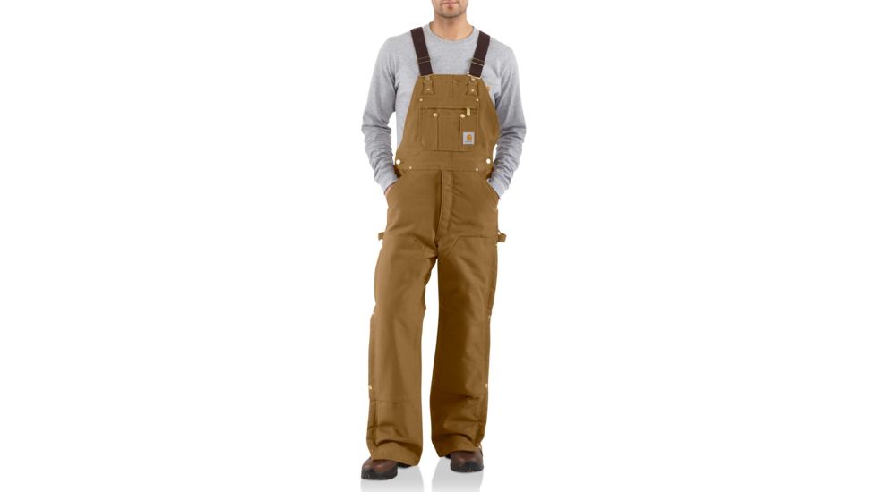 Carhartt Quilt Lined Zip To Thigh Bib Overall for Mens, Carhartt Brown, 34/28 R41-BRN-28-34