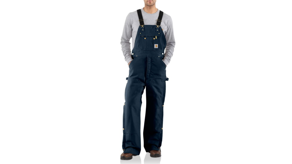 Carhartt Quilt Lined Zip To Thigh Bib OveralLong Sleeve-Mens, Dark Navy, 34-28, R41-DNY-28-34