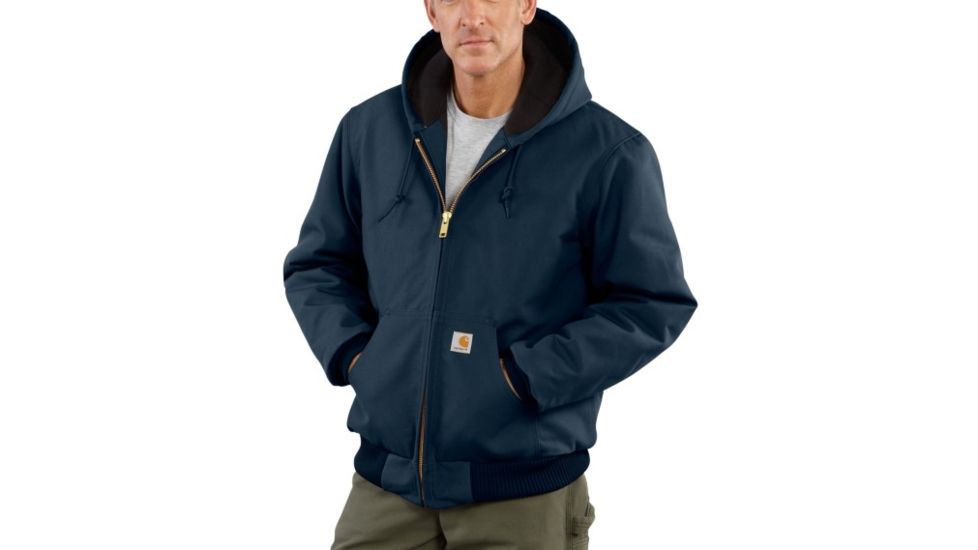 Carhartt Quilted-Flannel-Lined Duck Active Jacket - Mens-Dark Navy-Small