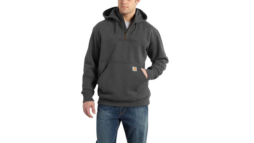 Carhartt Rain Defender Paxton Heavyweight Hooded Zip Mock Sweatshirt for Mens, Carbon Heather, 2XL/Regular 100617-026-REG-2XL