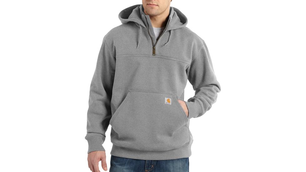 Carhartt Rain Defender Paxton Heavyweight Hooded Zip Mock Sweatshirt for Mens, Heather Gray, Extra Large/Regular 100617-034-REG-XL