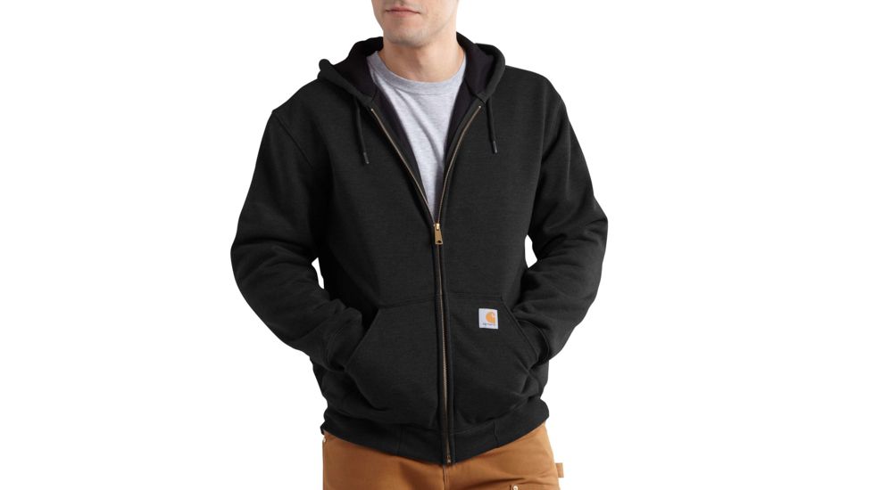 Carhartt Rain Defender Rutland Thrermal Lined Hooded Zip-Front Sweatshirt for Mens, Black, 2XL/Regular 100632-001-REG-2XL