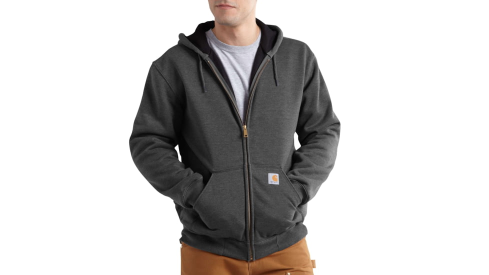 Carhartt Rain Defender Rutland Thrermal Lined Hooded Zip-Front Sweatshirt for Mens, Carbon Heather, 2XL/Regular 100632-026-REG-2XL