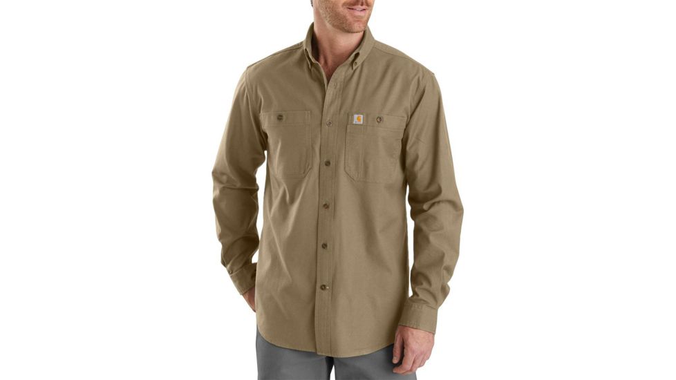Carhartt Rugged Flex Rigby Long Sleeve Work Shirt - Men's, Dark Khaki, 2XL, Regular, 103554-253-2XL-REG