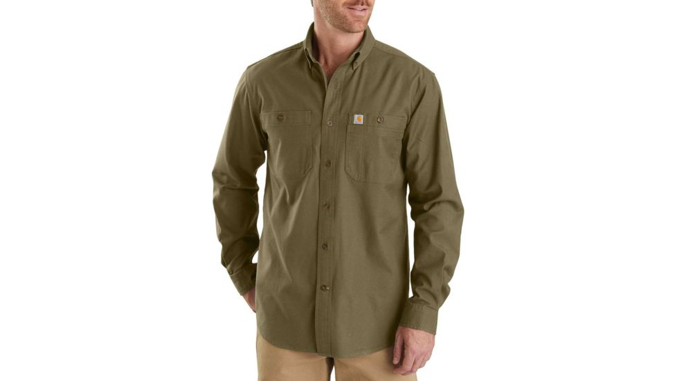 Carhartt Rugged Flex Rigby Long Sleeve Work Shirt - Men's, Military Olive, 2XL, Regular, 103554-396-2XL-REG