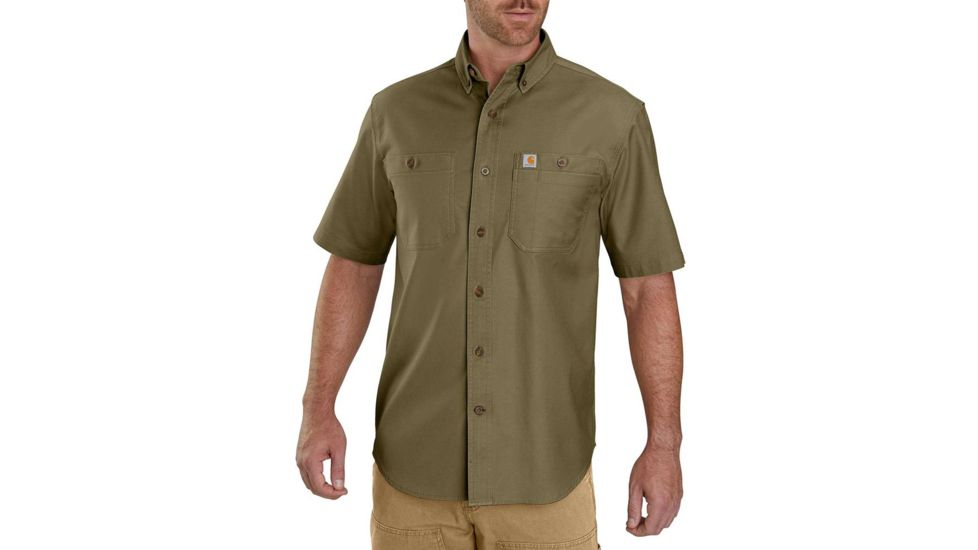 Carhartt Rugged Flex Rigby Short Sleeve Work Shirt - Mens, Military Olive, Small, 103555-396-REG-S
