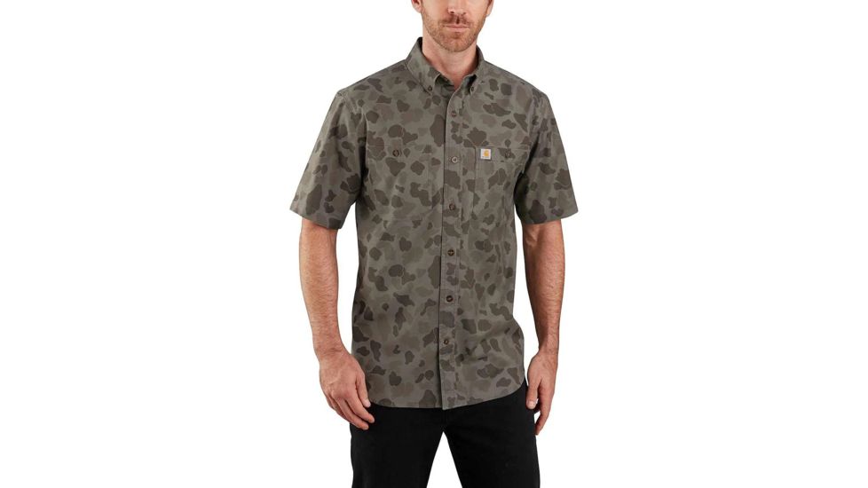 Carhartt Rugged Flex Rigby Short-Sleeve Work Shirt - Mens, Tarmac/Duck Camo, Large, 103555-B12-REG-L