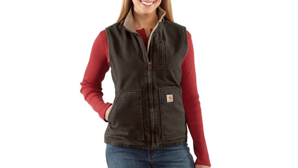 Carhartt Sandstone Mock Neck Vest for Womens, Dark Brown, 2XL/Regular WV001-DKB-REG-XXL