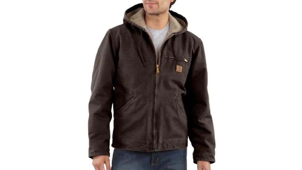 Carhartt Sherpa Lined Sandstone Sierra Jacket - Mens -Dark Brown-XX-Large
