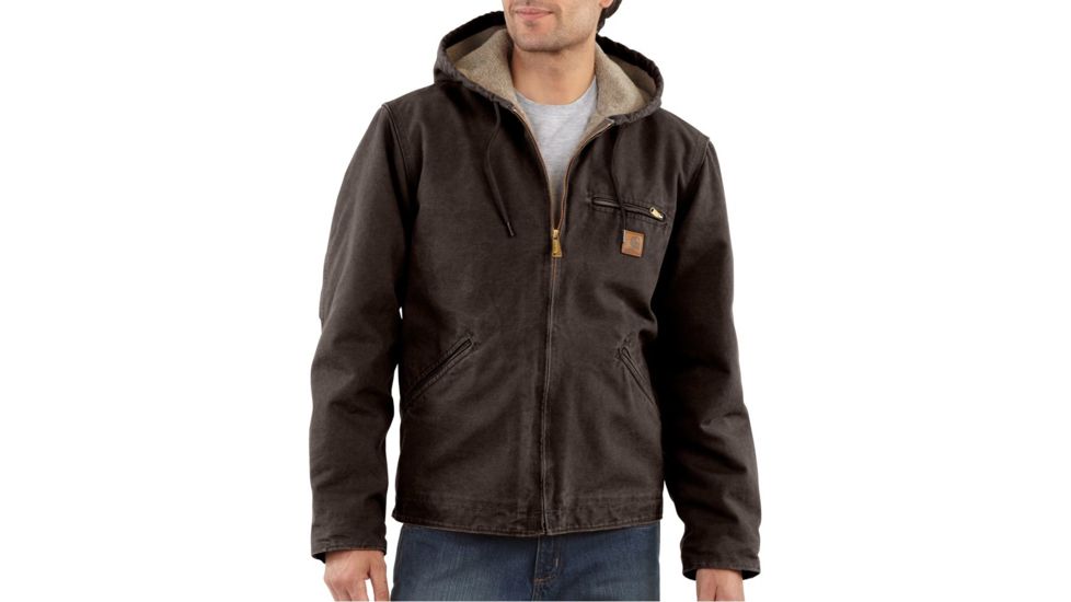 Carhartt Sherpa Lined Sandstone Sierra Jacket Tall - Mens -Dark Brown-X-Large