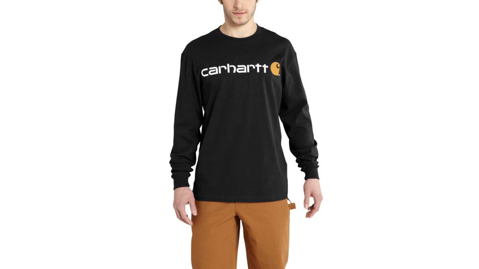 Carhartt Signature Logo Midweight Jersey Long Sleeve TShirt Gphc-Mens, Black, Small, Regular, K298-BLK-REG-S