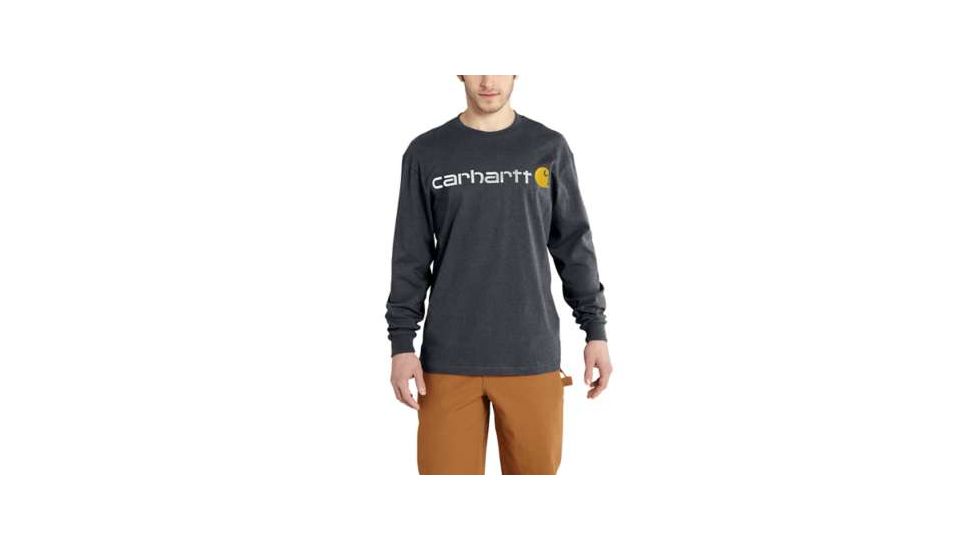 Carhartt Signature Logo MW Jersey Long Sleeve T-shirt Gphc - Mens, Granite Heather, XXL-REG, K298-020-REG-XXL