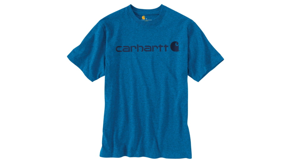 Carhartt Signature Logo Short Sleeve T-Shirt for Mens, Cool Blue Heather, 2XL/Regular K195-486-REG-XXL