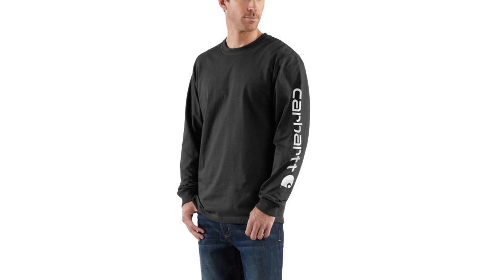 Carhartt Signature Sleeve Logo Long Sleeve T-Shirt for Mens, Black, 2XL/Regular K231-BLK-REG-XXL