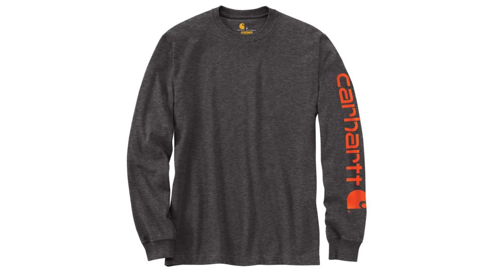 Carhartt Signature Sleeve Logo Long Sleeve T-Shirt for Mens, Carbon Heather, Small/Regular K231-CRH-REG-SML