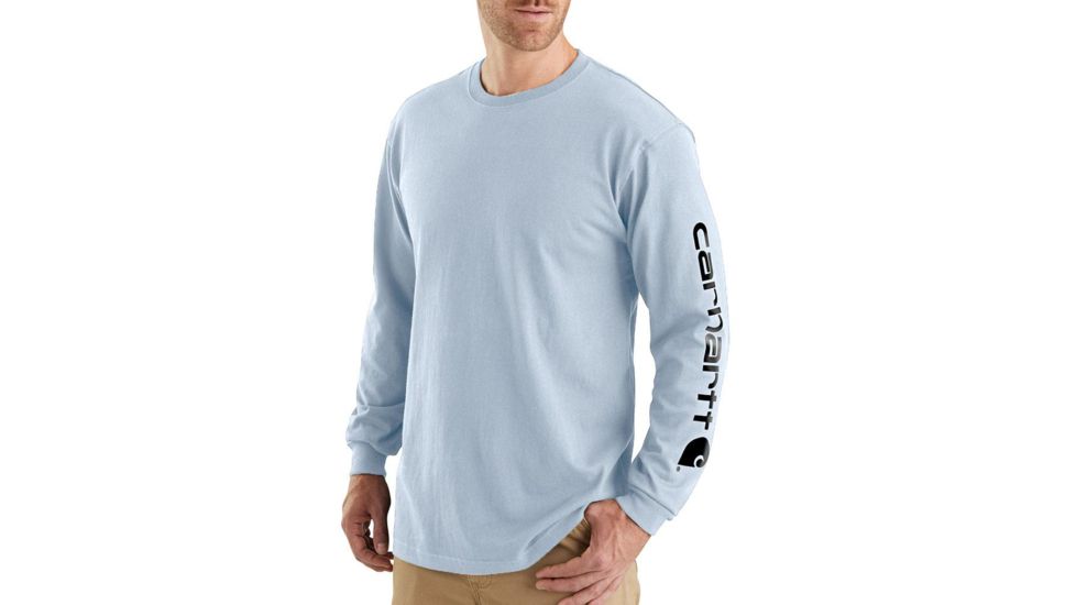 Carhartt Signature Sleeve Logo Long-Sleeve T-Shirt - Mens, Soft Blue, Medium, K231-I20-REG-MED